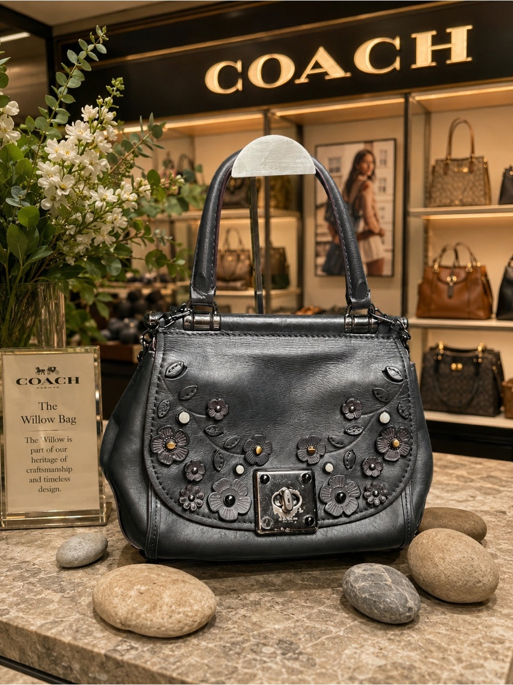 Coach Willow Tea-rose Drifter Top Handle Satchel (Style No. 54079). Chain added